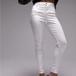 Topshop White Jamie Moto Cotton High Rise Slim Fit Stretch Jeans Size 36